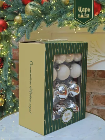 Набор елочных шаров серебряно-белый 26 шт