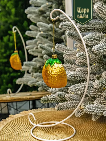 Новогодняя стеклянная елочная игрушка "Лимон" 