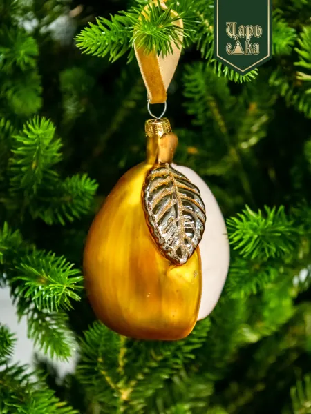 Новогодняя стеклянная елочная игрушка "Яблоко" 