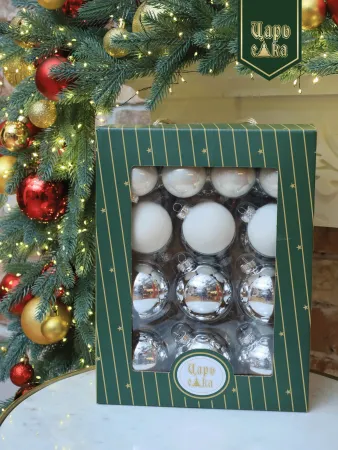 Набор елочных шаров серебряно-белый 26 шт