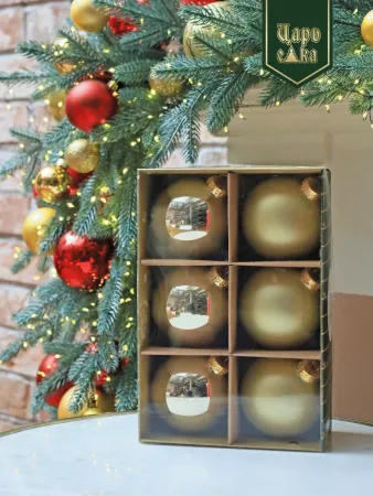 Набор елочных шаров золотой 6 шт