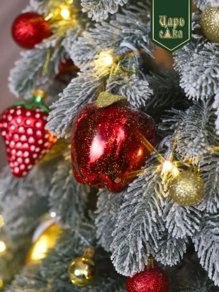 Новогодняя стеклянная елочная игрушка "Сочное яблоко" 