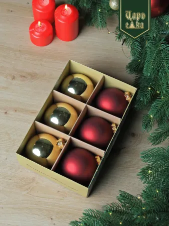 Набор елочных шаров красно-золотой 6 шт