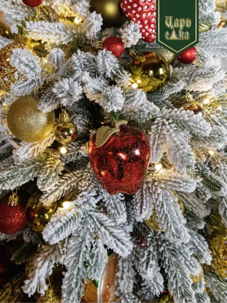 Новогодняя стеклянная елочная игрушка "Сочное яблоко" 