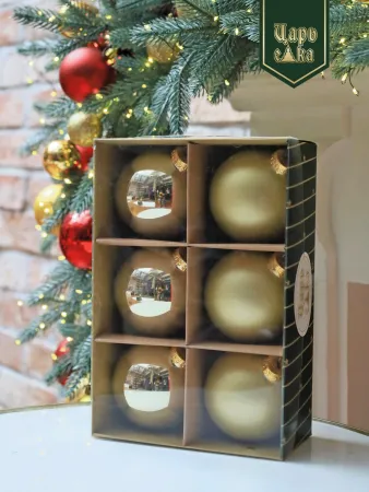 Набор елочных шаров золотой 6 шт