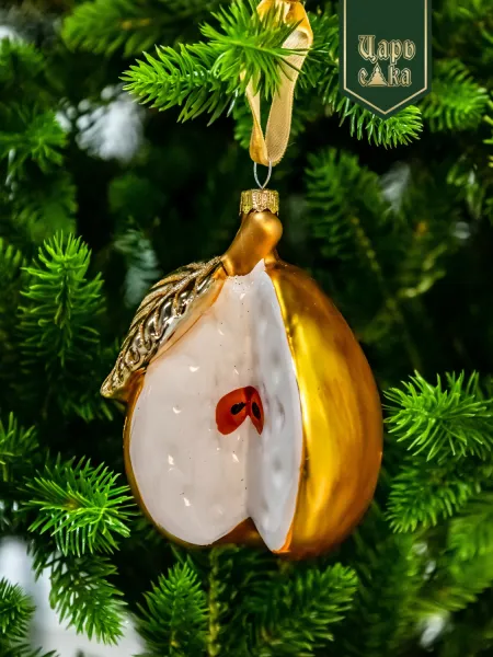 Новогодняя стеклянная елочная игрушка "Яблоко" 