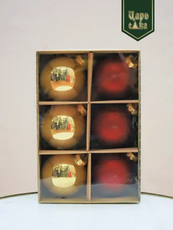 Набор елочных шаров красно-золотой 6 шт