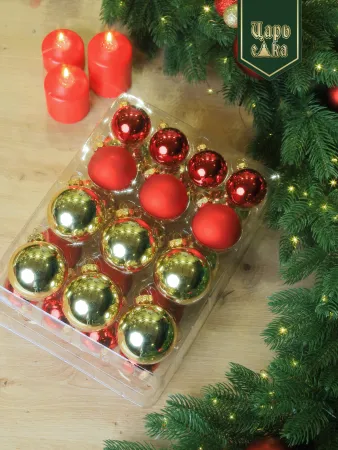 Набор елочных шаров красно-золотой 26 шт