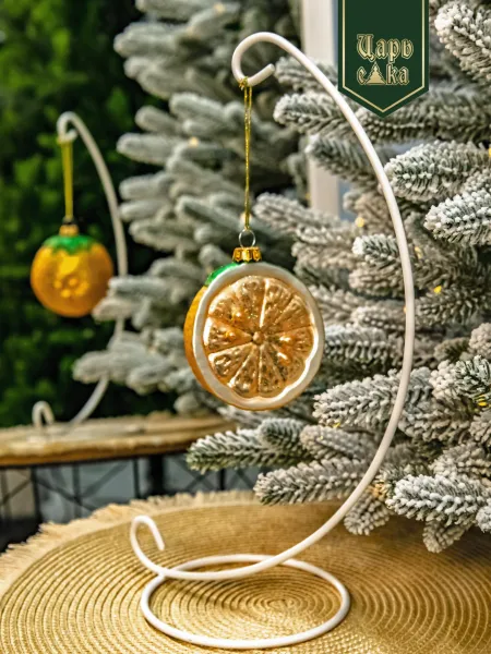 Новогодняя стеклянная елочная игрушка "Лимон" 
