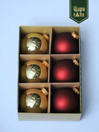 Набор елочных шаров красно-золотой 6 шт