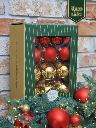 Набор елочных шаров красно-золотой 26 шт