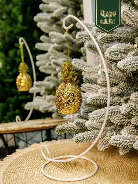 Новогодняя стеклянная елочная игрушка "Ананас" 