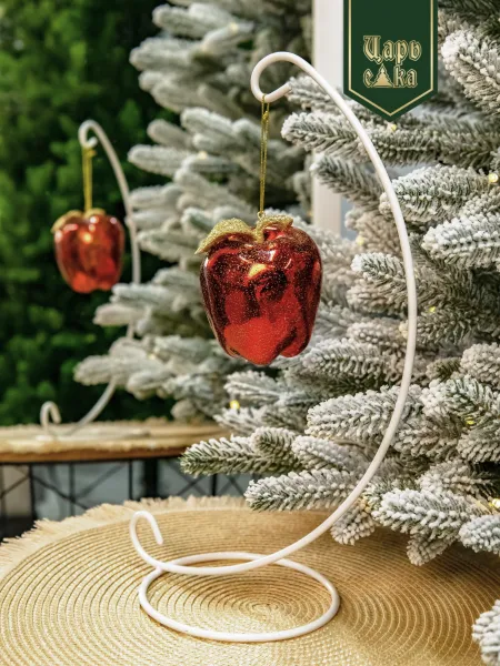 Новогодняя стеклянная елочная игрушка "Сочное яблоко" 
