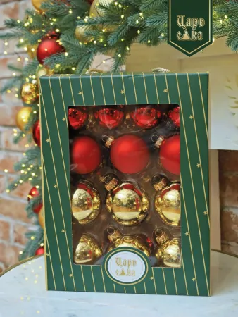 Набор елочных шаров красно-золотой 26 шт